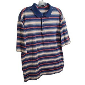 Bugatchi Uomo Size L Shirt Striped Polo Golf Mercerized Egyptian Cotton TPCSA